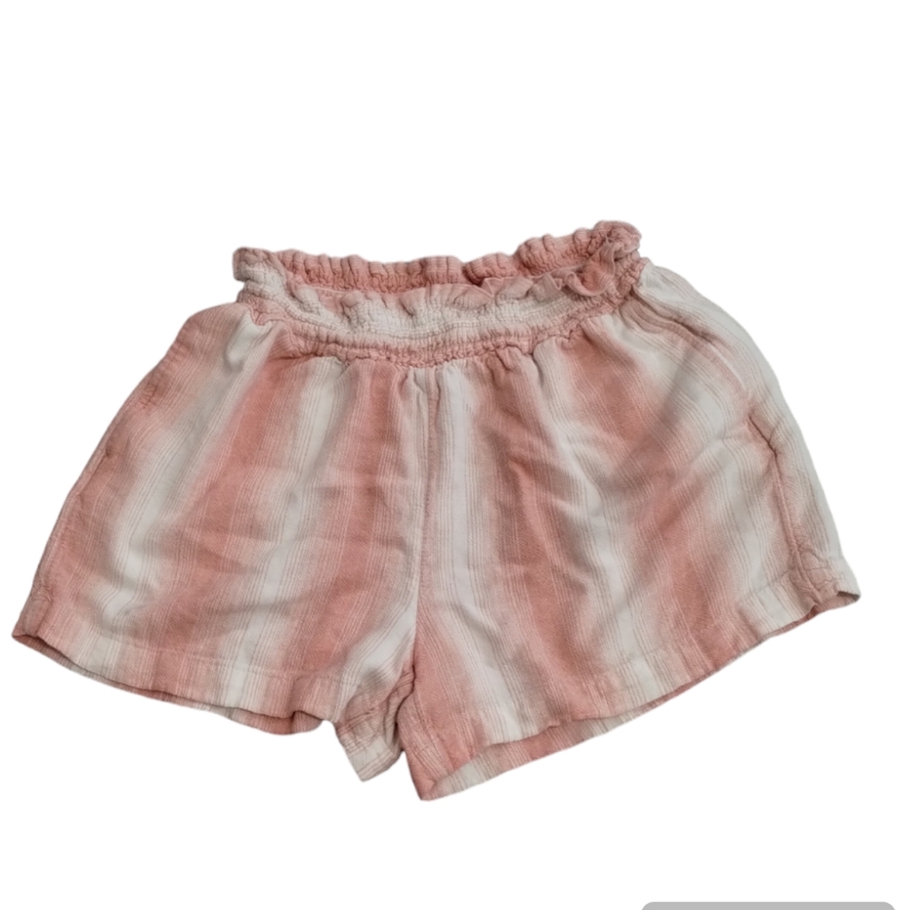 Girl's Wonder Nation Smocked Ruffle Waist Shorts Pink Stripe Size XL (14-16)